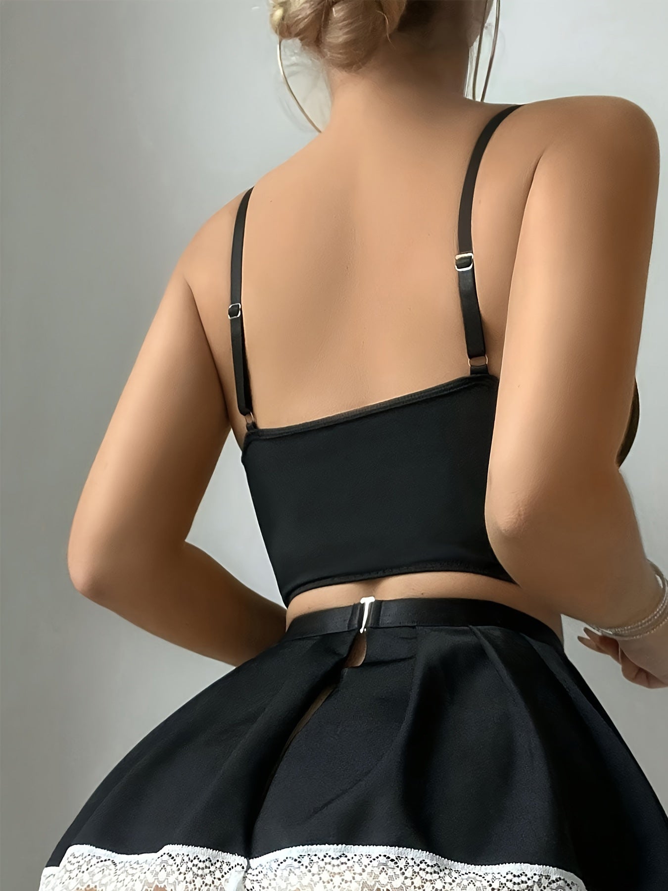 Loviss Sexy Erotic Lingerie Passion Uniform Temptation Maid Outfit Bra Short Skirt Thong Three Piece Set